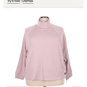 NWT CALVIN KLEIN 3X Performance ballet Pink Ribbed Knit Turtleneck Sweater